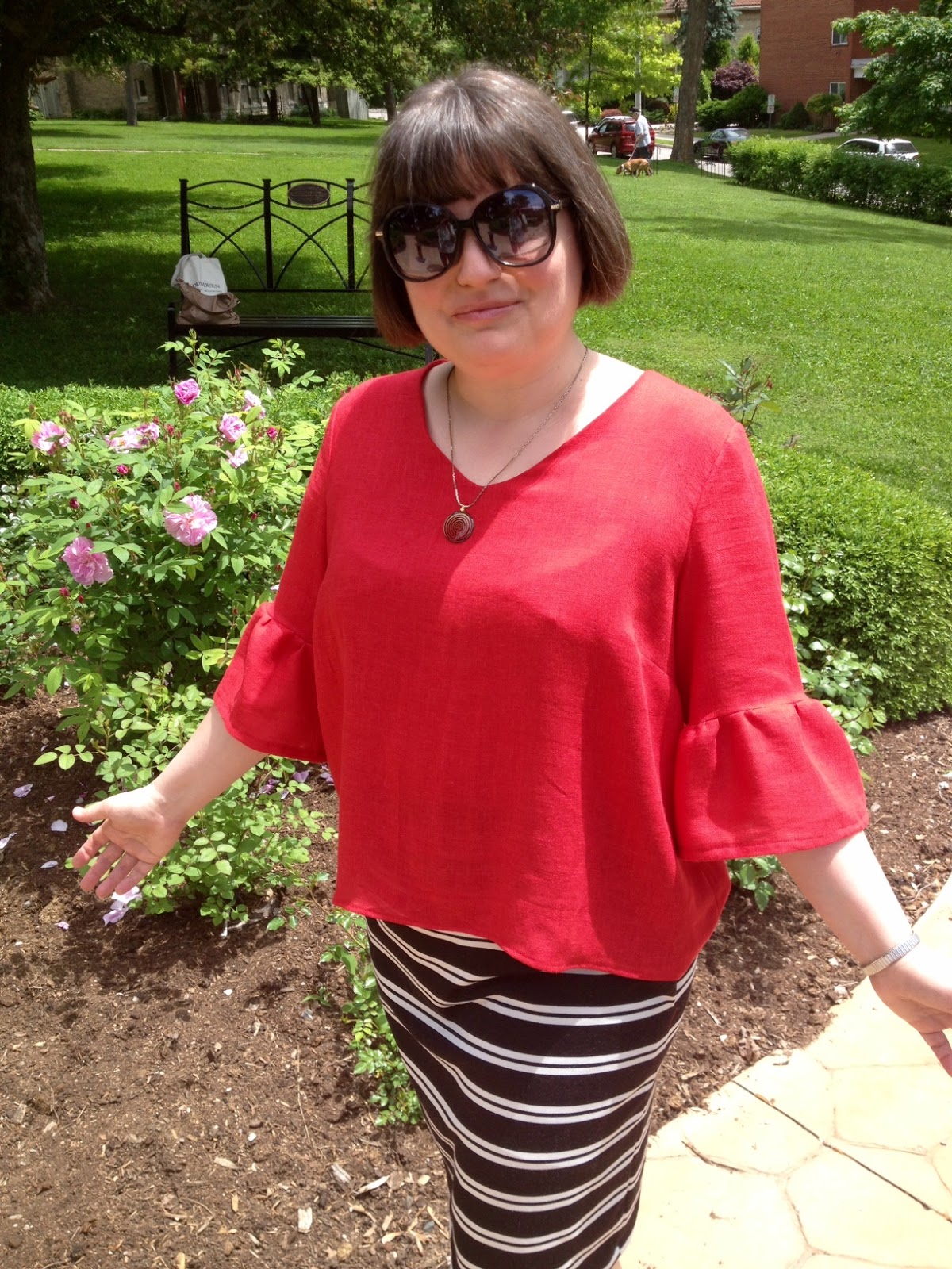 Peppermint ruffle top sleeve top